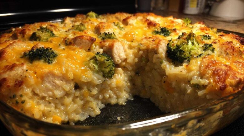 Cheesy Chicken Broccoli Rice Casserole