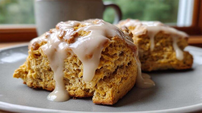 Pumpkin Scones with Spiced Glaze