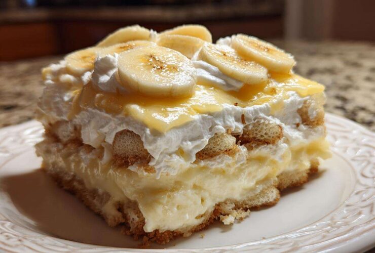 A rich, layered slice of ultimate banana pudding topped with whipped cream and fresh banana slices.
