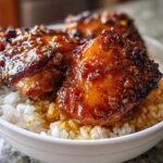 Sticky Sweet Chili Chicken Thighs with Rice - Featured