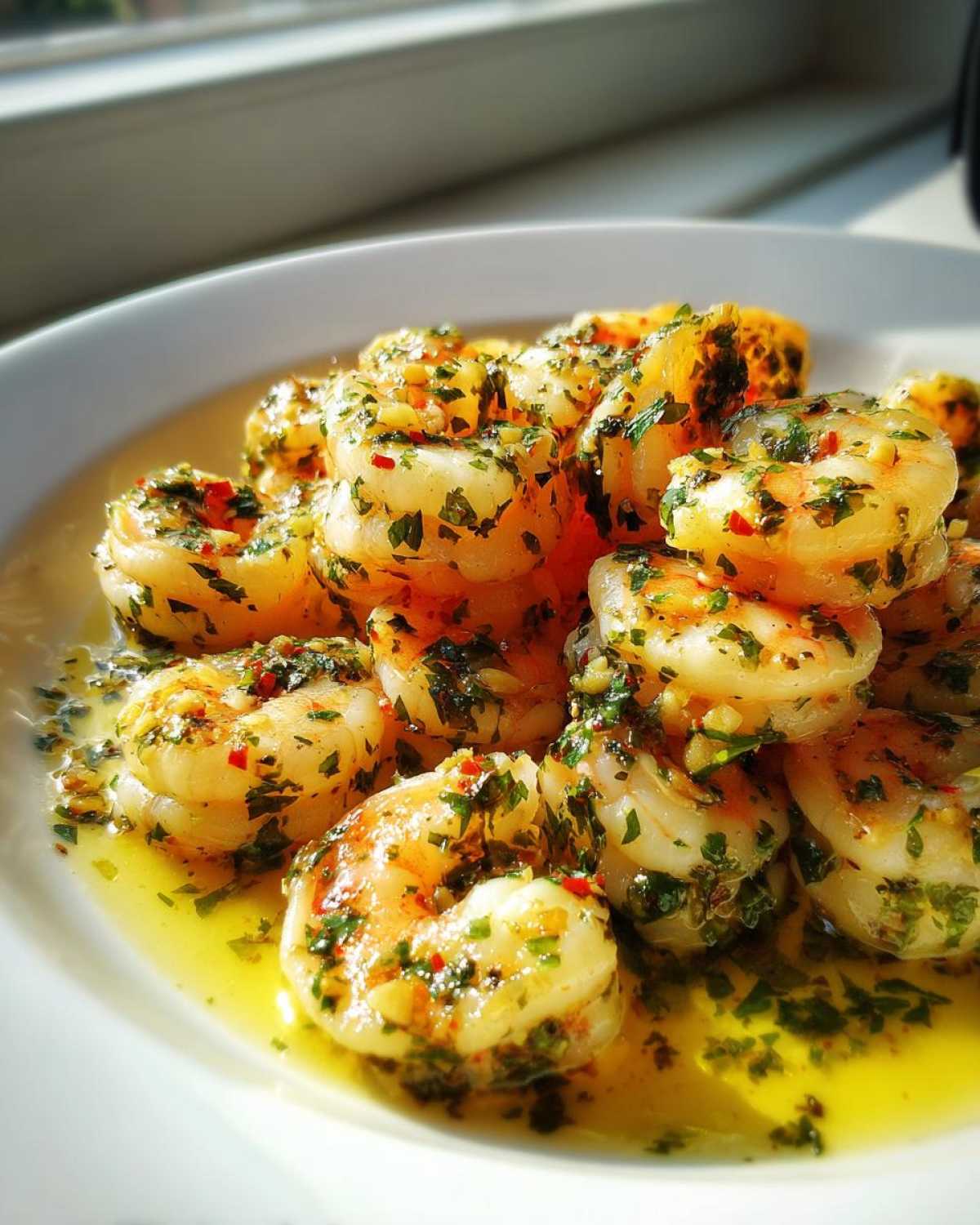 Close-up of succulent shrimp coated in a bright lemon butter sauce with garlic and parsley, showcasing the Lemon Butter Shrimp with Garlic Flavor.